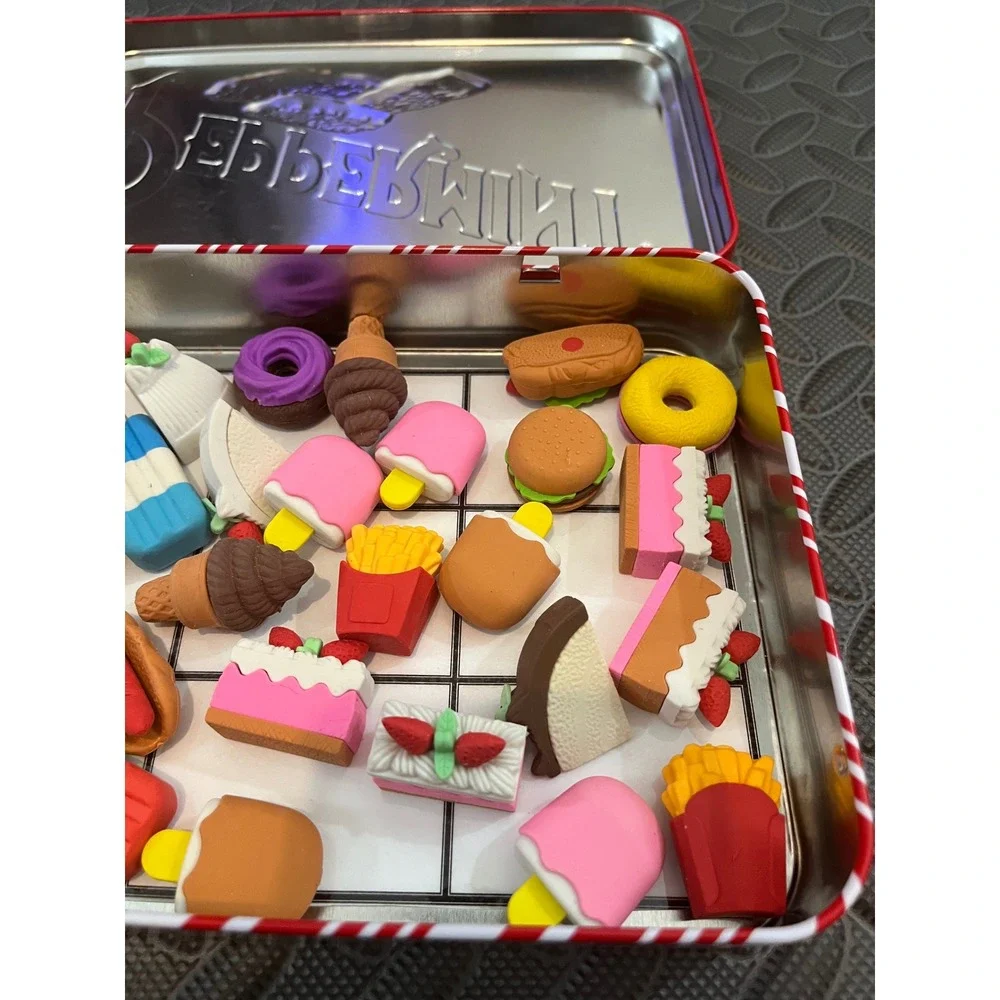 Food Eraser Lot Unisex OS Multicolor Dessert Fast Food Miniature Tin Craft